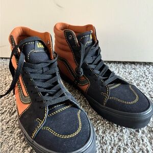 Vans Black and Orange High-Top Sneakers NWT